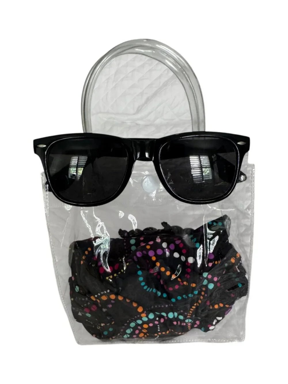Black Polka Dot Bikini Set with Free Bag & Sunglasses for Women